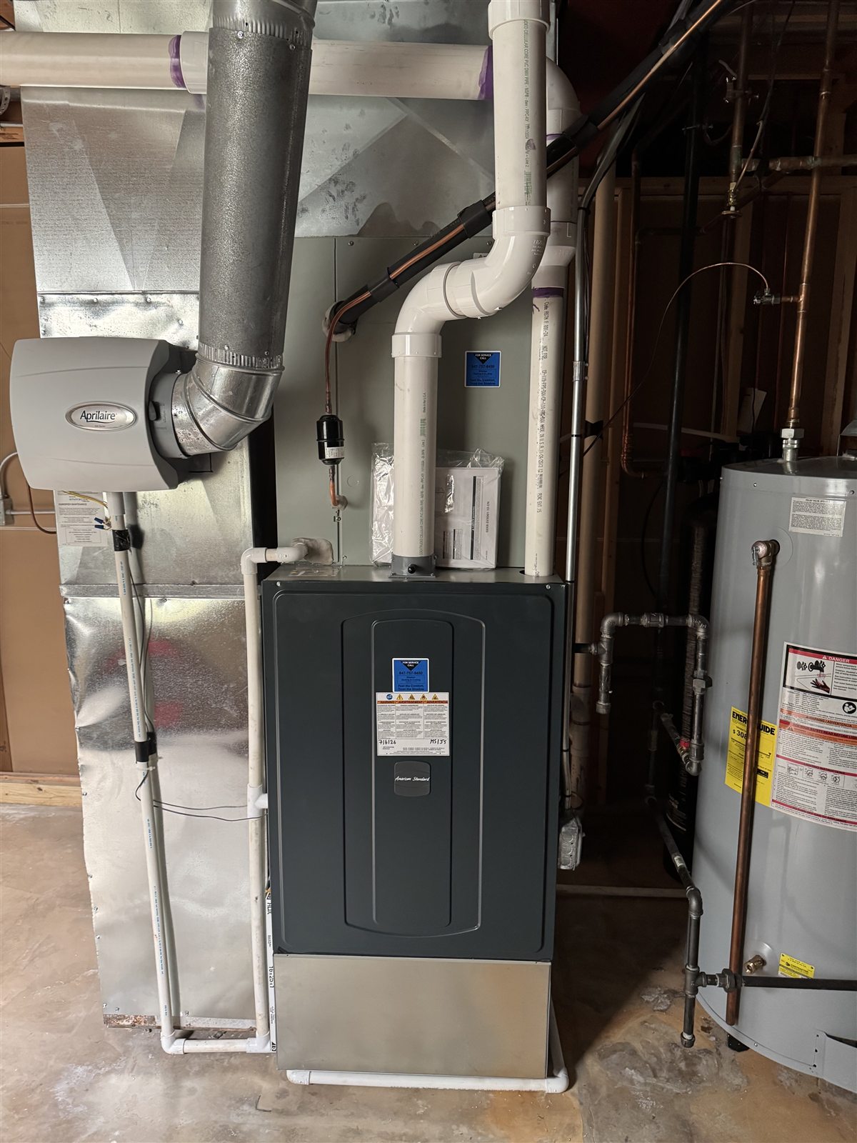 American Standard furnace with Aprilaire whole home humidifier